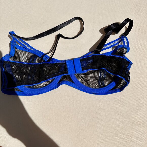 *Oh La La Cheri Black and Blue Mesh Bra - Picture 4 of 4